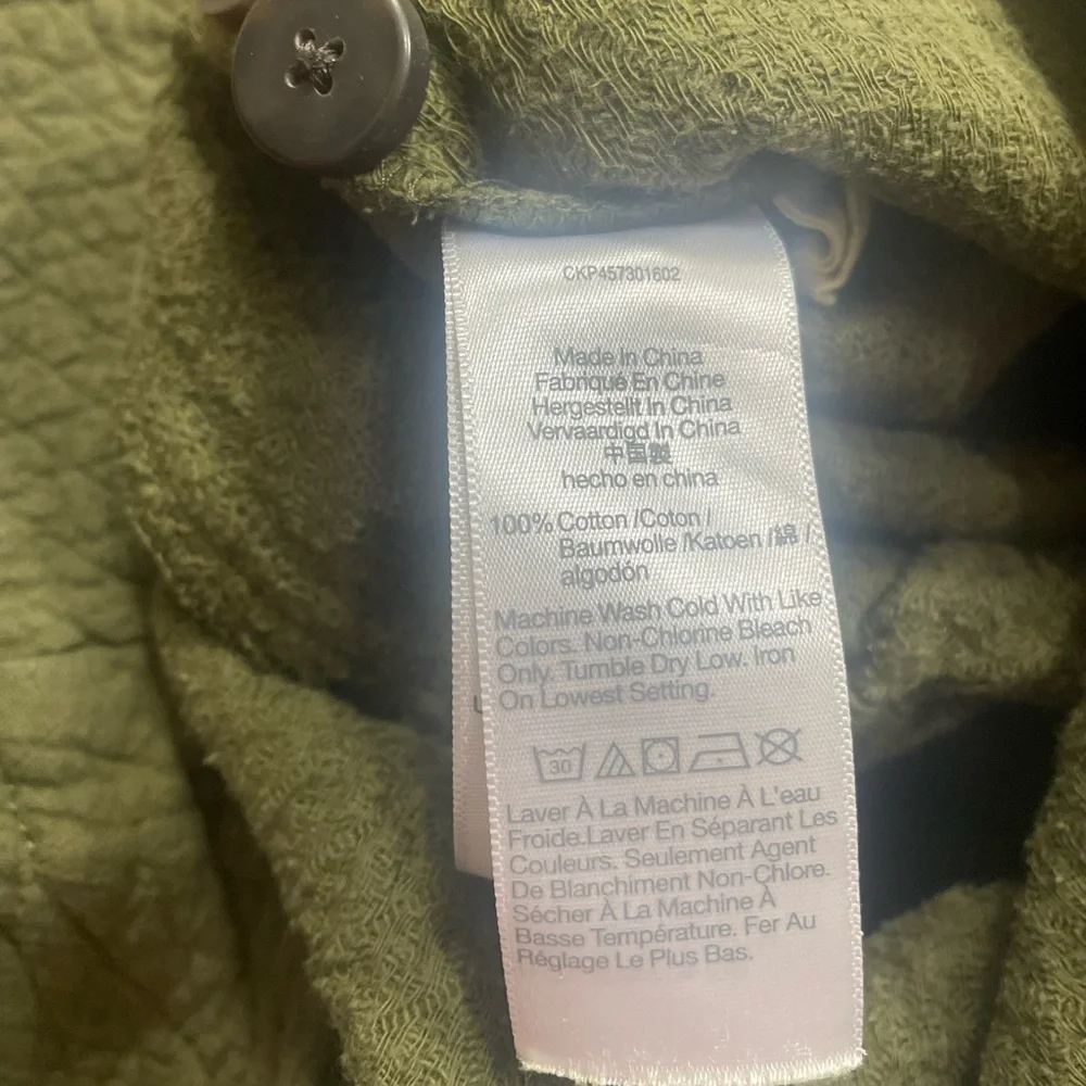 Madewell Olive Green Diamond Jacquard Button-Up Coverall Jumpsuit